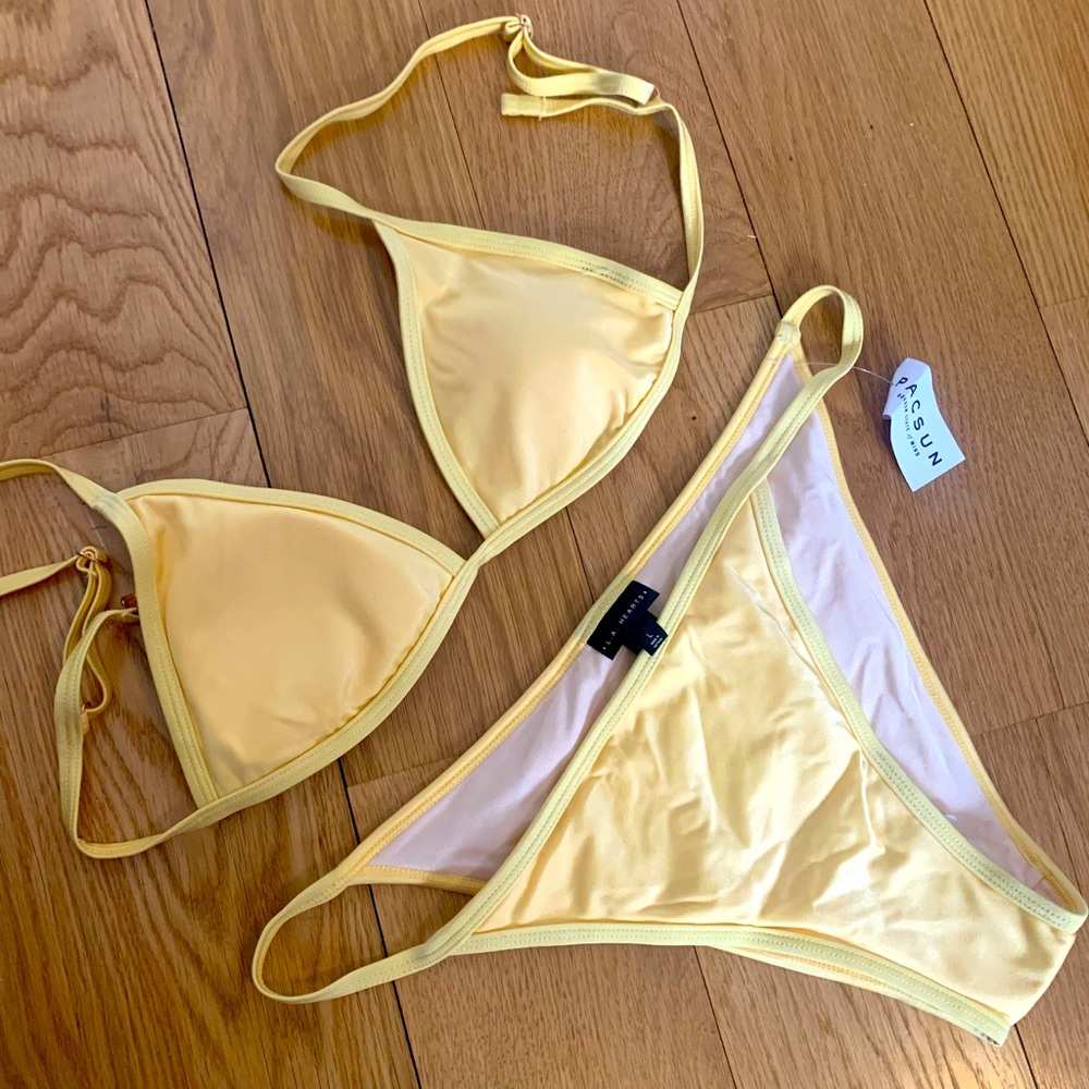 L.A. Hearts | Yellow String Bikini | Top M & Bottom L | Yellow